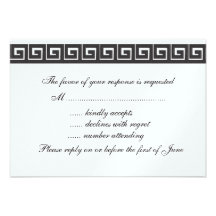 Greek Key on Metallic Ice RSVP Cards Personalized Invitations