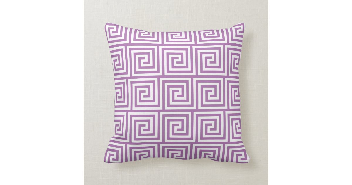Greek Key Pillow in Radiant Orchid Purple Zazzle