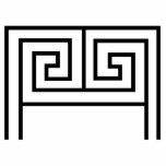 GREEK LETTER M MONOGRAM BLACK CUT OUT