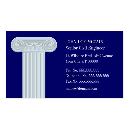 Greek Pillars Construction Business Card (back side)