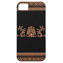 Greek Style Black and Orange Floral Design iPhone 5 Cover