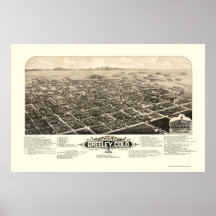 Greeley, CO Panoramic Map - 1882 Posters