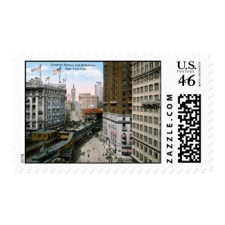Greeley Square Broadway New York City 1921 Vintage stamp