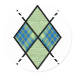 Green-03 Blue & Lime Green Round Stickers
