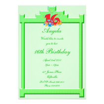 Green 16th Party Invitation invitations