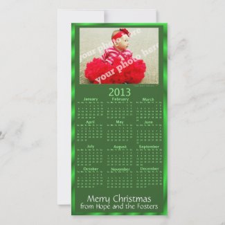 Green 2013 Calendar Custom Photo Christmas Cards