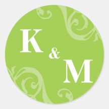 Green 2 initial letter monogram favor tag seal stickers
