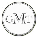 Green 3 initial letter monogram royal elegant seal sticker
