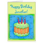 Green 3rd Birthday Card with Cake