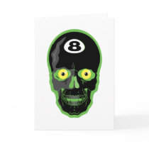 green 8 ball skull greeting cards