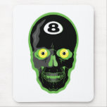 green 8 ball skull mouse pads