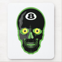 green 8 ball skull mousepads
