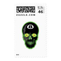 green 8 ball skull postage