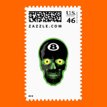 green 8 ball skull postage