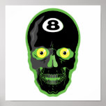 green 8 ball skull posters