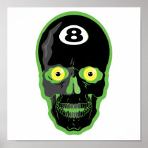 green 8 ball skull print