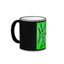 green abstract print mug