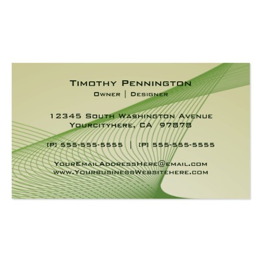 Green abstract ribbons architecture business card (back side)
