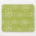 Green Abstract Striped Snowflakes Holiday Mousepad