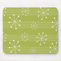 Green Abstract Striped Snowflakes Holiday Mousepad
