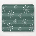 Green Abstract Striped Snowflakes Holiday Mousepad by mariannegilliand Green Abstract Striped Snowflakes Holiday Mousepad
