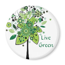 Green Abstract Tree Fridge Magnet