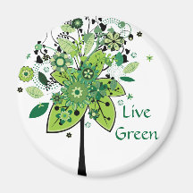 Green Abstract Tree Fridge Magnet