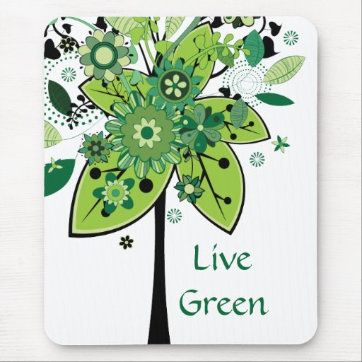 Green Abstract Tree Mouse Pads