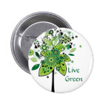 Green Abstract Tree Pinback Buttons