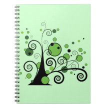 Green Abstract Tree Spiral Notebook