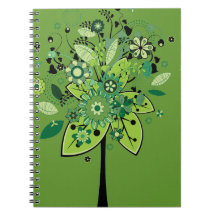Green Abstract Tree Spiral Notebook