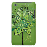 Green Abstract Tree With Monogram Barely There iPod Covers
