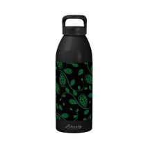 Green Abstract Vine Pattern Reusable Water Bottle
