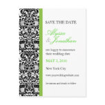 Green Accent Damask Save the Date Card Post Cards