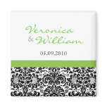 Green Accent Damask Save The Date Magnet