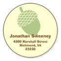 Green acorn fall autumn custom name address label sticker