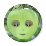 Green Alien Apple Magnet