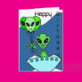 Green Alien Birthday Card