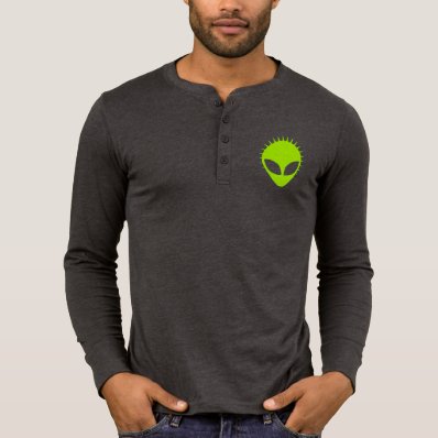 Green Alien Canvas Henley Long Sleeve Shirt