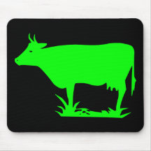 Green Alien Cow Mouse Pad