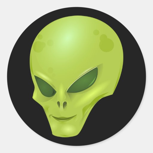 Green Alien Head Classic Round Sticker | Zazzle