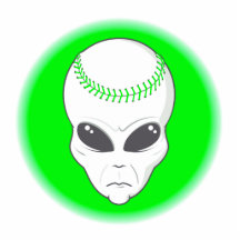 green alien head extreme baseball design photo cut outs