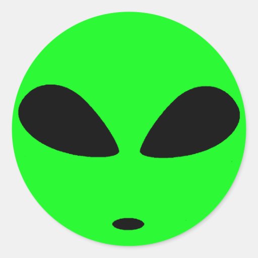 GREEN ALIEN HEAD CLASSIC ROUND STICKER | Zazzle