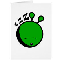 Green alien sleepy card