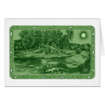 Green Alligator Pond at Night Card