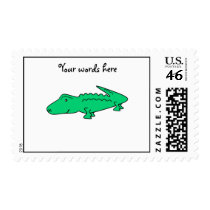 Green alligator postage stamp
