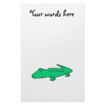 Green alligator custom stationery