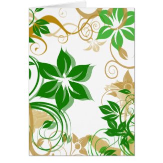 Green and Beige Brushed Flowers 2 card
