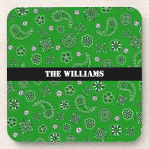 Green and Black Bandana Coasters