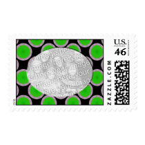 green and black circles photo frame postage